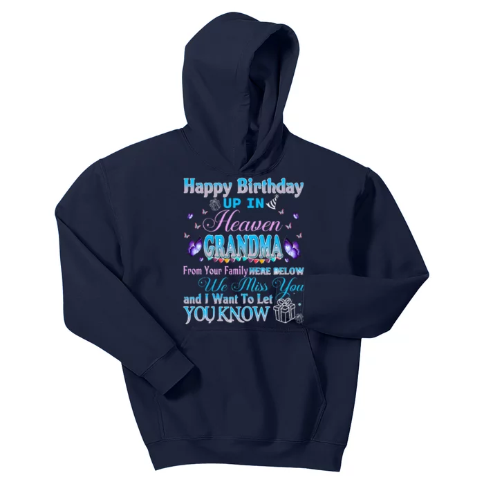 Happy Heavenly Birthday To My Grandma In Memorial Grieving Kids Hoodie