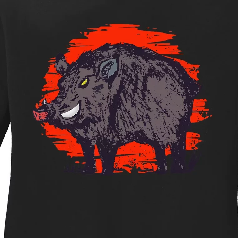 Hog Hunting Boar Wild Hog Ladies Long Sleeve Shirt