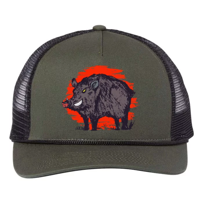 Hog Hunting Boar Wild Hog Retro Rope Trucker Hat Cap