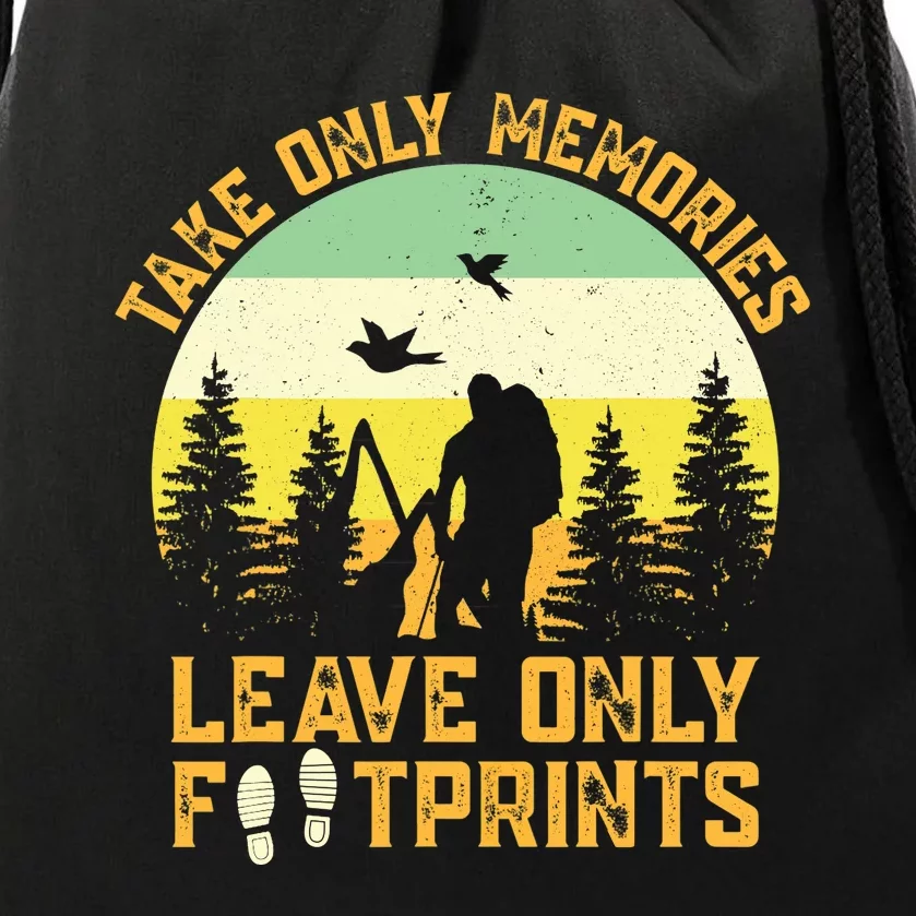 Hiking Hike Backpacking Nature Leave Only Footprints Drawstring Bag