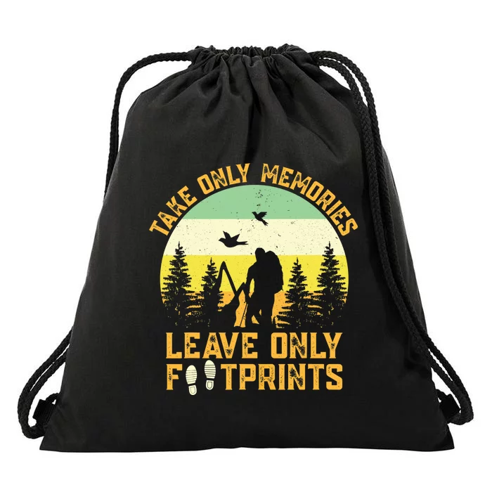 Hiking Hike Backpacking Nature Leave Only Footprints Drawstring Bag