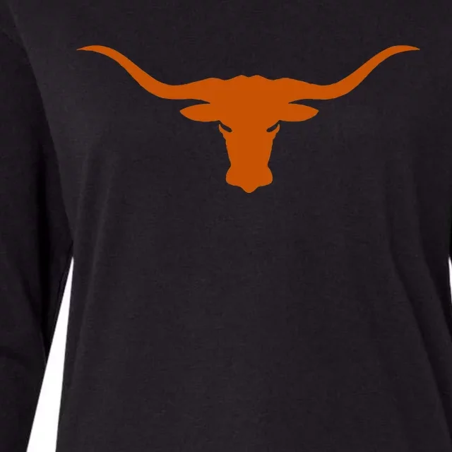 HookEm Horns Bull From Tex And Burnt Orange Womens Cotton Relaxed Long Sleeve T-Shirt