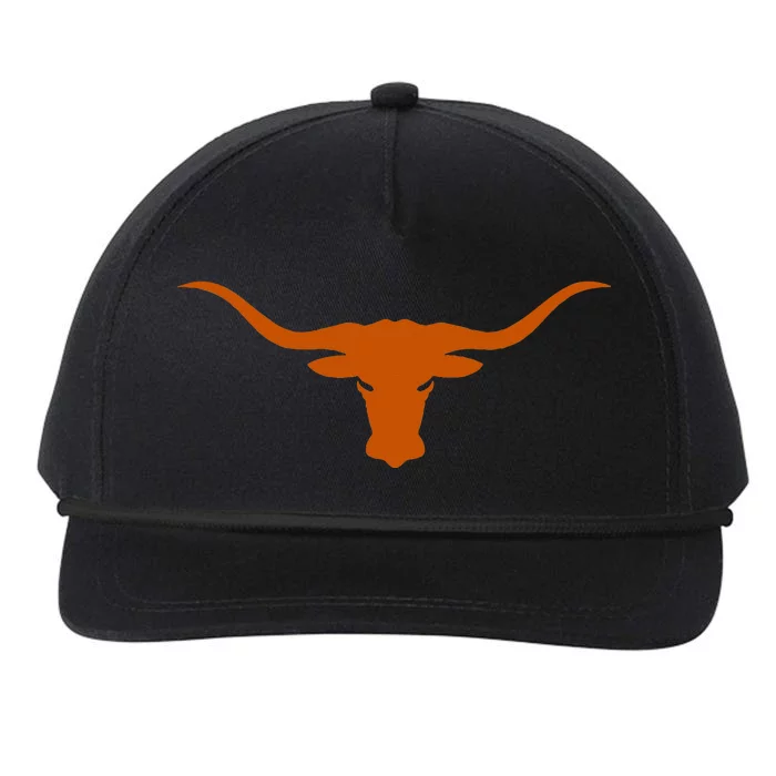 HookEm Horns Bull From Tex And Burnt Orange Snapback Five-Panel Rope Hat