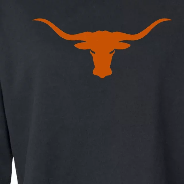 HookEm Horns Bull From Tex And Burnt Orange Cropped Pullover Crew