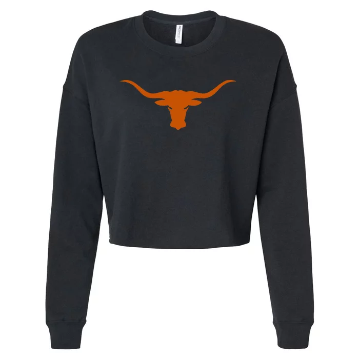 HookEm Horns Bull From Tex And Burnt Orange Cropped Pullover Crew