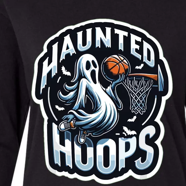 Haunted Hoops Basketball Costume Funny 2024 Halloween Womens Cotton Relaxed Long Sleeve T-Shirt