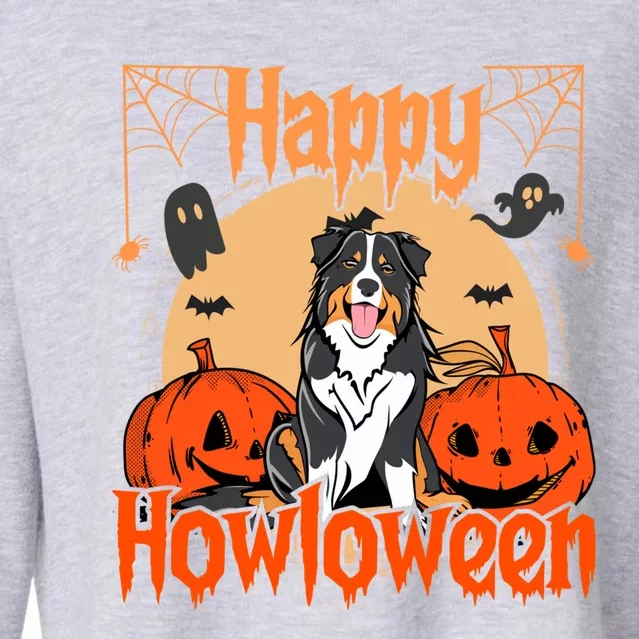 Happy Howloween Bernese Mountain Dog Lover Halloween Funny Gift Cropped Pullover Crew