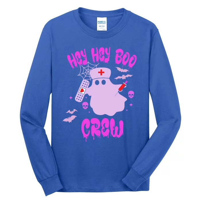 Hey Hey Boo Crew Nurse Funny Pink Design Halloween Nurse Gift Tall Long Sleeve T-Shirt