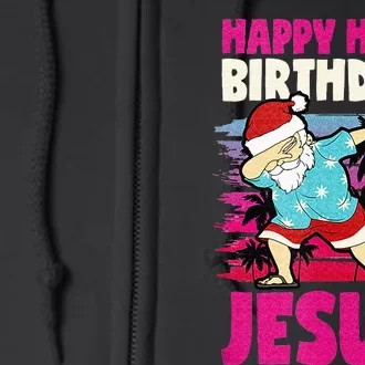 Happy Half Birthday Jesus Dabbing Santa Christmas In July Full Zip Hoodie