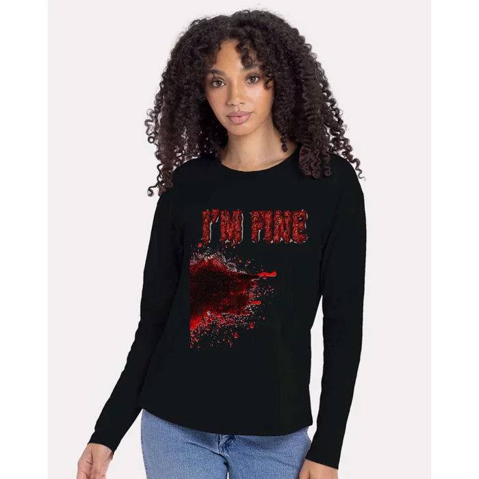 Halloween Horror Blood Stain Wound & Blood Injury Im Fine Gift Womens Cotton Relaxed Long Sleeve T-Shirt