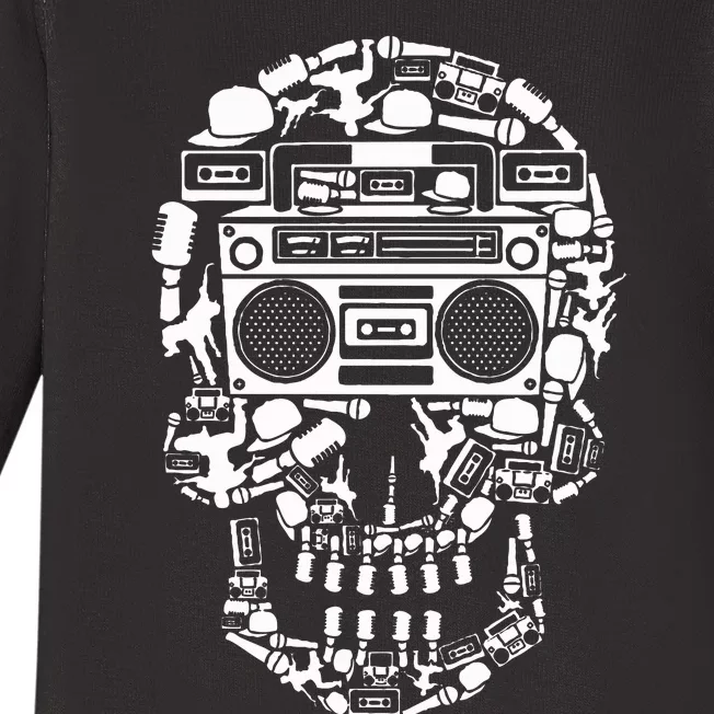 Hip Hop Boombox Hiphop Boombox Skull Bboy Breakdancing Rap Baby Long Sleeve Bodysuit