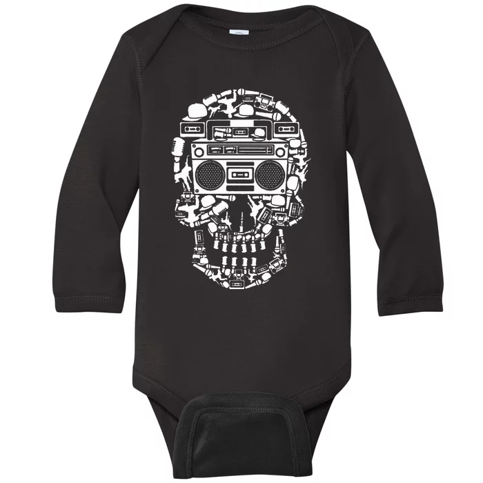 Hip Hop Boombox Hiphop Boombox Skull Bboy Breakdancing Rap Baby Long Sleeve Bodysuit