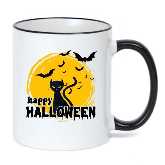 Happy Halloween Black Cat Spooky Black Color Changing Mug