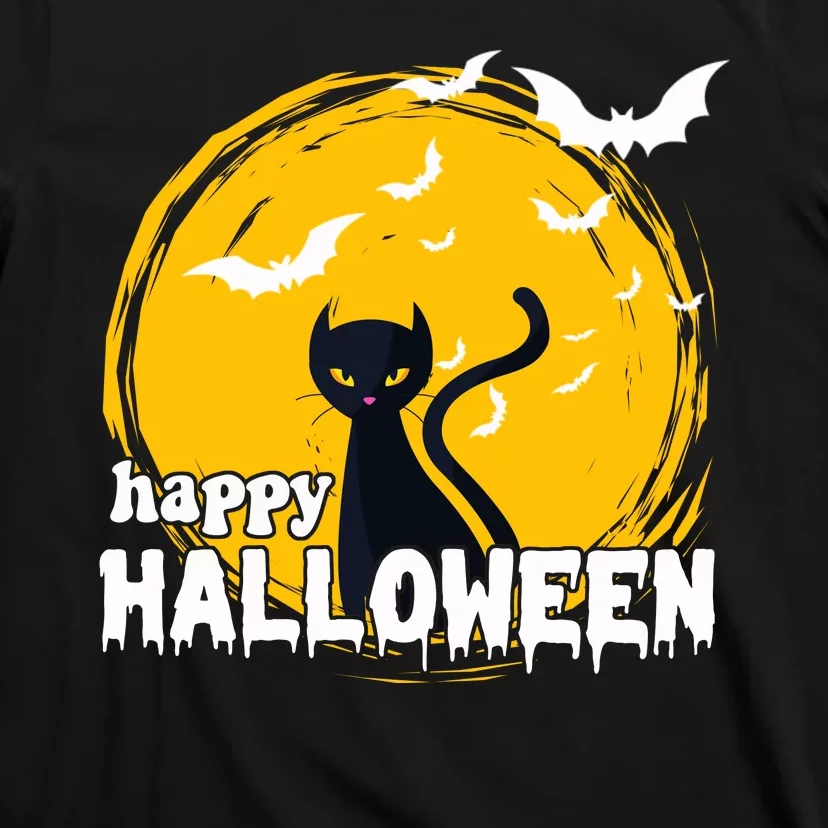 Happy Halloween Black Cat Spooky T-Shirt