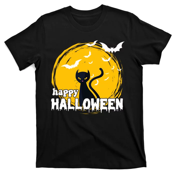 Happy Halloween Black Cat Spooky T-Shirt