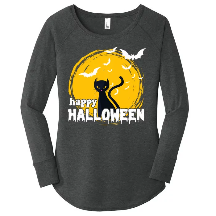 Happy Halloween Black Cat Spooky Women's Perfect Tri Tunic Long Sleeve Shirt