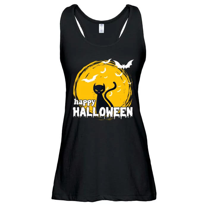 Happy Halloween Black Cat Spooky Ladies Essential Flowy Tank