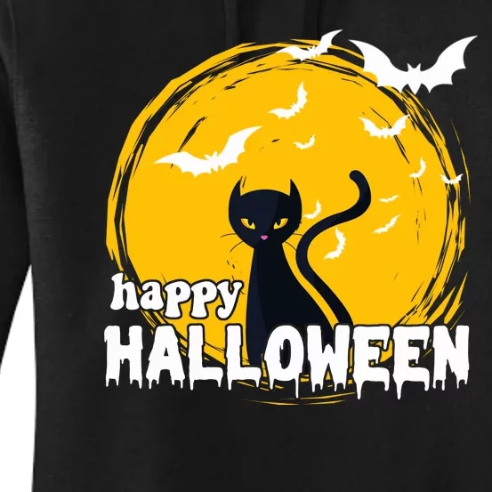 Happy Halloween Black Cat Spooky Women's Pullover Hoodie