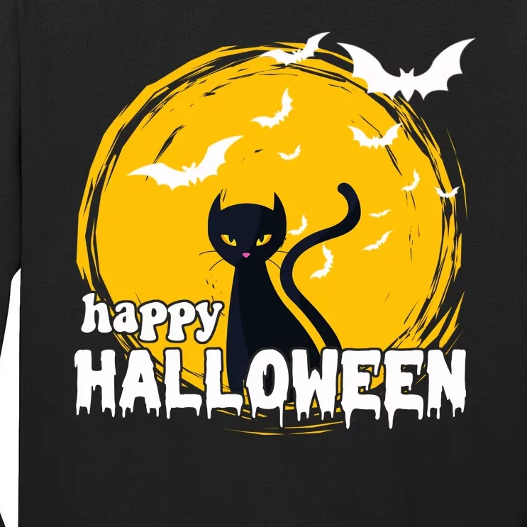 Happy Halloween Black Cat Spooky Tall Long Sleeve T-Shirt