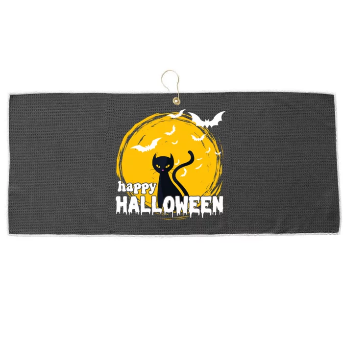 Happy Halloween Black Cat Spooky Large Microfiber Waffle Golf Towel