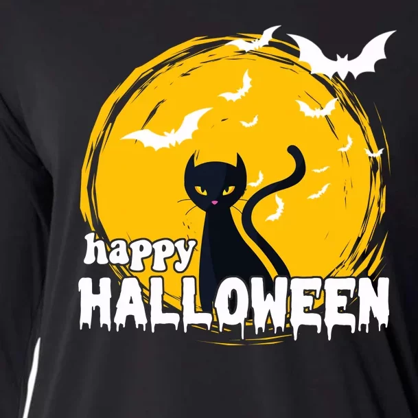 Happy Halloween Black Cat Spooky Cooling Performance Long Sleeve Crew