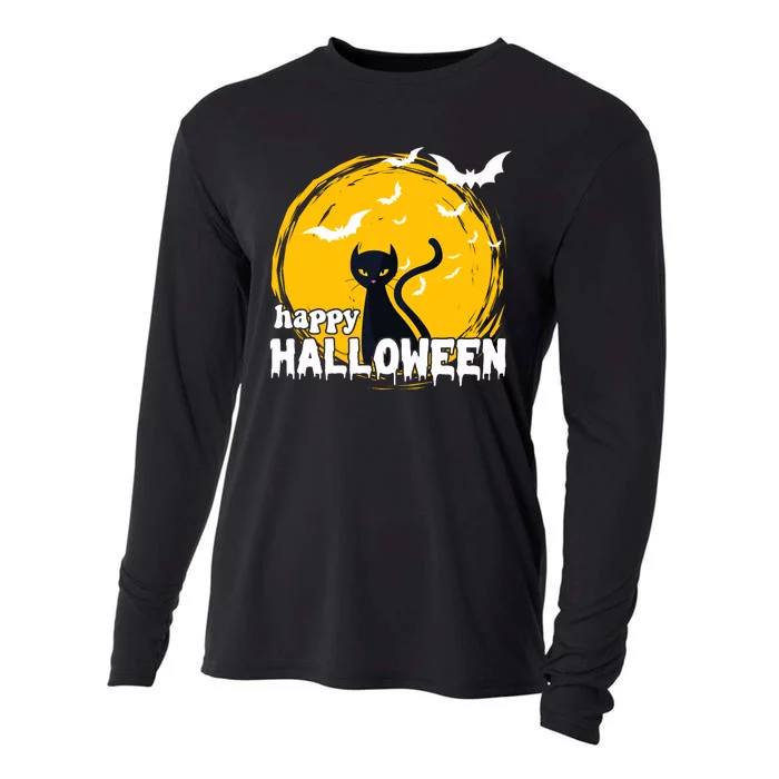 Happy Halloween Black Cat Spooky Cooling Performance Long Sleeve Crew