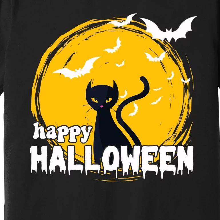 Happy Halloween Black Cat Spooky Premium T-Shirt