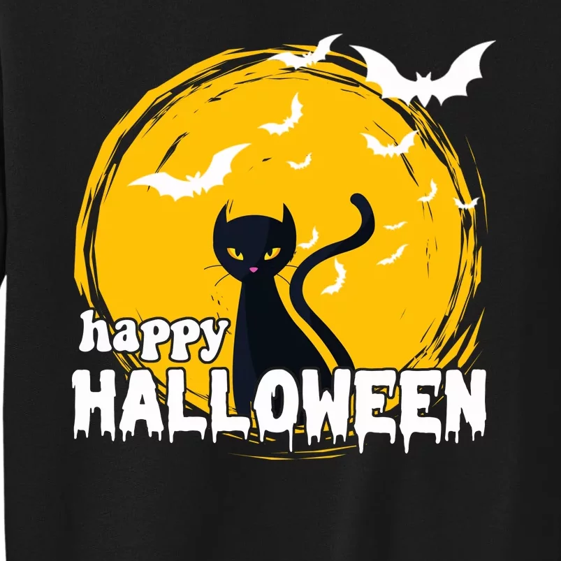 Happy Halloween Black Cat Spooky Tall Sweatshirt