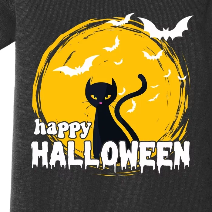 Happy Halloween Black Cat Spooky Baby Bodysuit