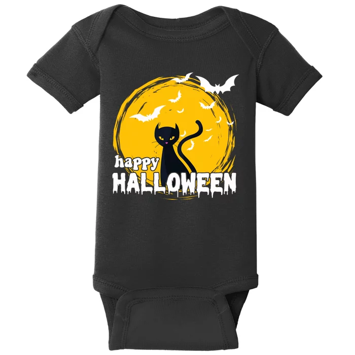 Happy Halloween Black Cat Spooky Baby Bodysuit