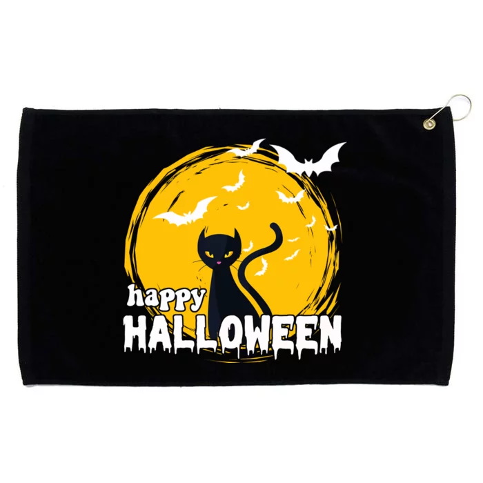 Happy Halloween Black Cat Spooky Grommeted Golf Towel