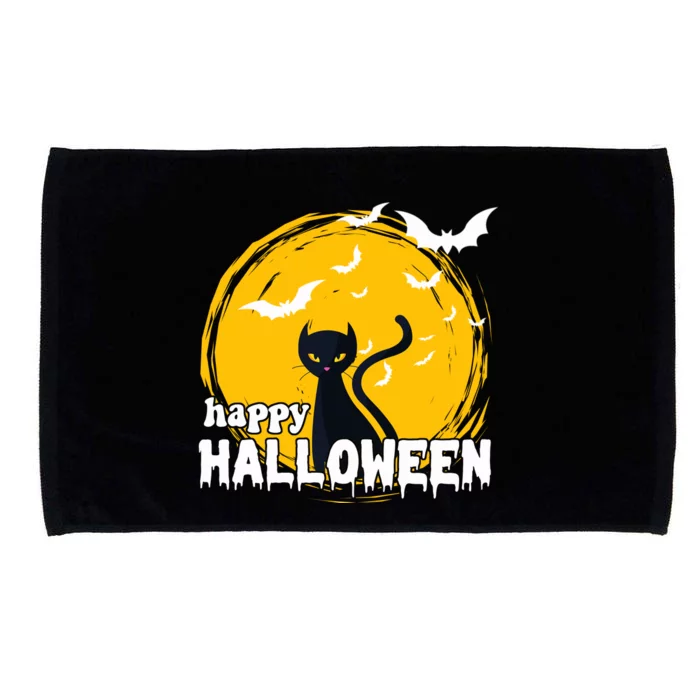 Happy Halloween Black Cat Spooky Microfiber Hand Towel