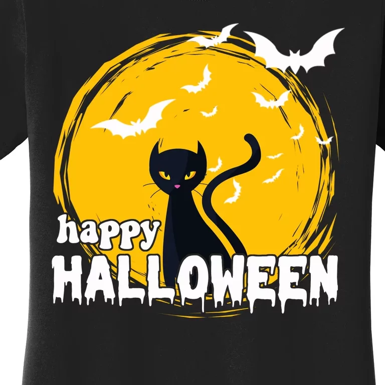 Happy Halloween Black Cat Spooky Women's T-Shirt