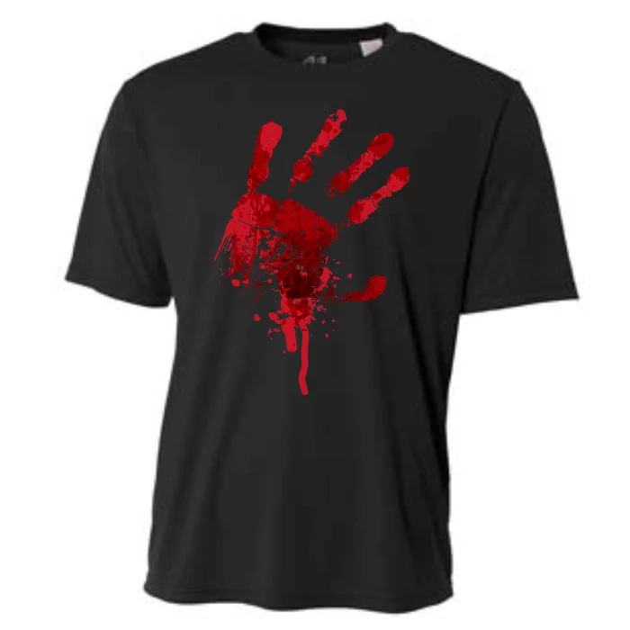 Happy Halloween Bloody Hand Print Costume Gag Gift Cooling Performance Crew T-Shirt