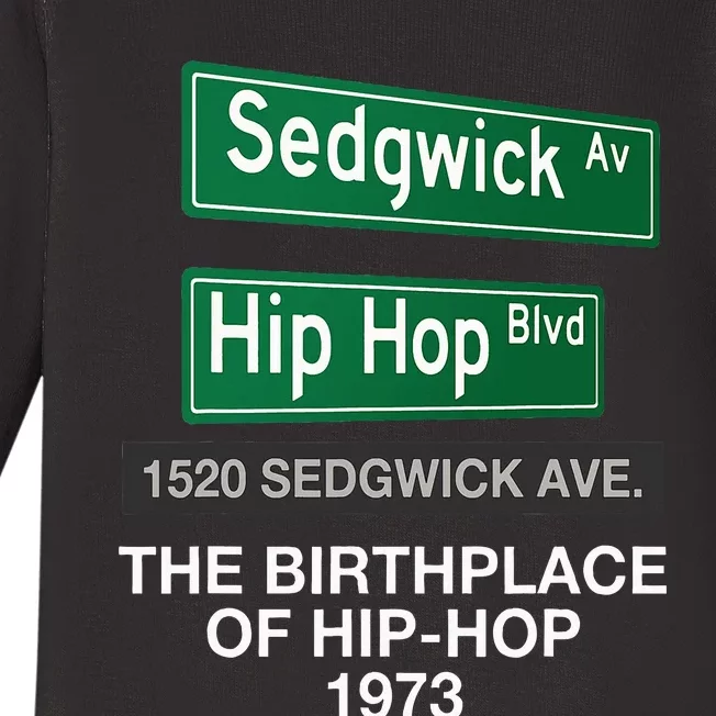 Hip Hop Birthplace 1520 Sedgwick Ave. 50 Years Of Hip Hop Baby Long Sleeve Bodysuit