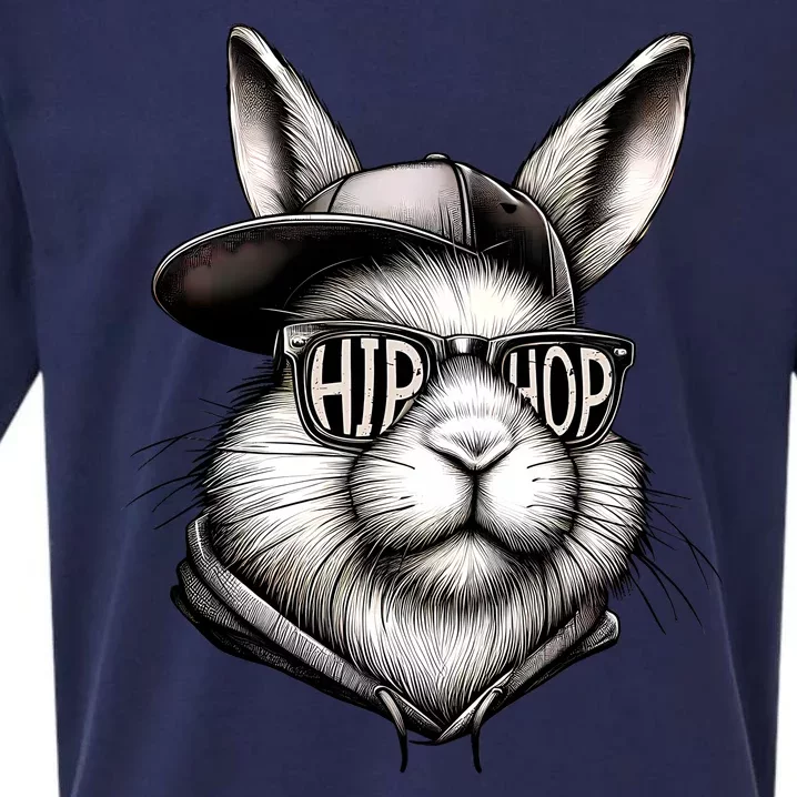 Hip Hop Bunny Face Sunglasses Funny Easter Hippity Rabbit Sueded Cloud Jersey T-Shirt