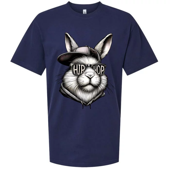 Hip Hop Bunny Face Sunglasses Funny Easter Hippity Rabbit Sueded Cloud Jersey T-Shirt