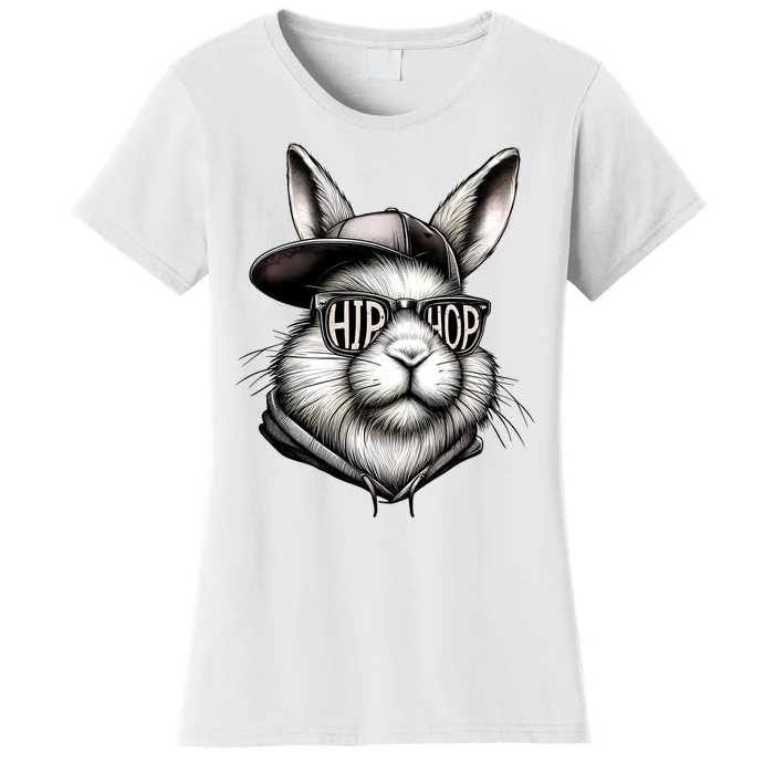 Hip Hop Bunny Face Sunglasses Funny Easter Hippity Rabbit Women's T-Shirt