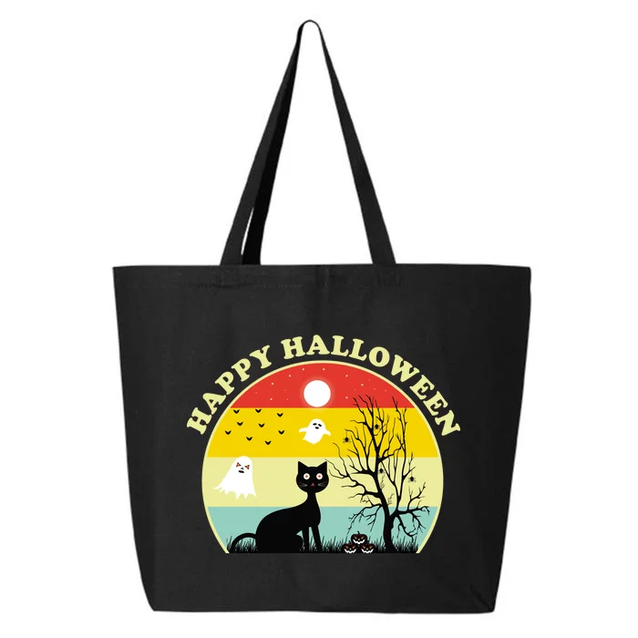 Happy Halloween Black Cat Retro Sunset 25L Jumbo Tote