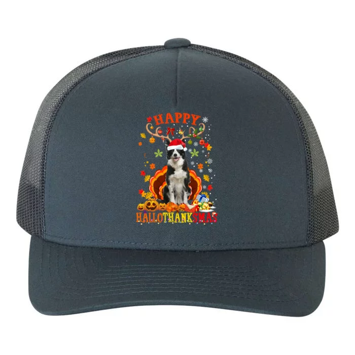 Happy Hallothanksmas Border Collie Dog Halloween Xmas Tees Gift Yupoong Adult 5-Panel Trucker Hat