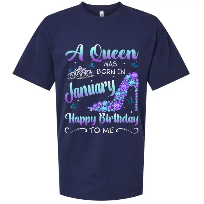 High Heel Birthday Queen A Queen Was Born In January Sueded Cloud Jersey T-Shirt