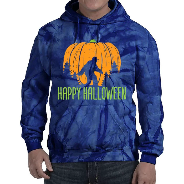 Happy Halloween Bigfoot Pumpkin Sasquatch Tie Dye Hoodie