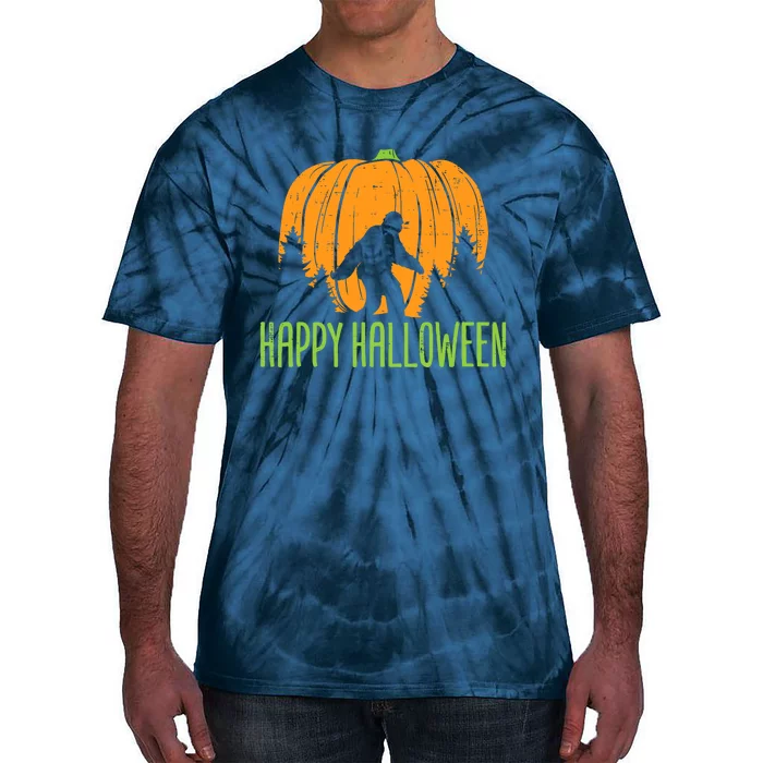 Happy Halloween Bigfoot Pumpkin Sasquatch Tie-Dye T-Shirt