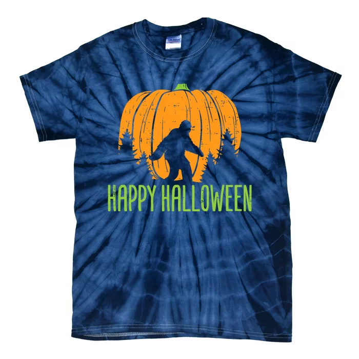 Happy Halloween Bigfoot Pumpkin Sasquatch Tie-Dye T-Shirt