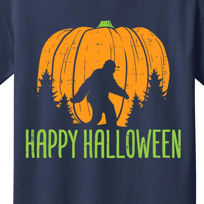 Happy Halloween Bigfoot Pumpkin Sasquatch Kids T-Shirt