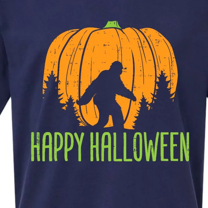 Happy Halloween Bigfoot Pumpkin Sasquatch Sueded Cloud Jersey T-Shirt