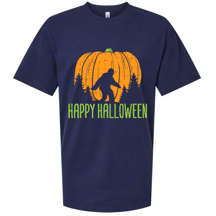 Happy Halloween Bigfoot Pumpkin Sasquatch Sueded Cloud Jersey T-Shirt