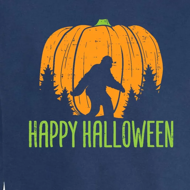 Happy Halloween Bigfoot Pumpkin Sasquatch Garment-Dyed Sweatshirt