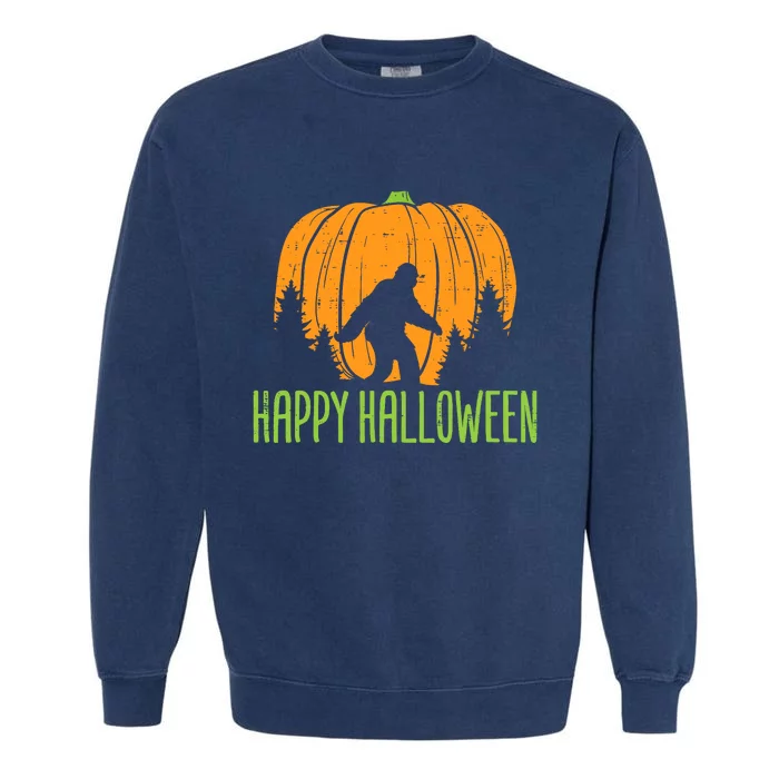 Happy Halloween Bigfoot Pumpkin Sasquatch Garment-Dyed Sweatshirt