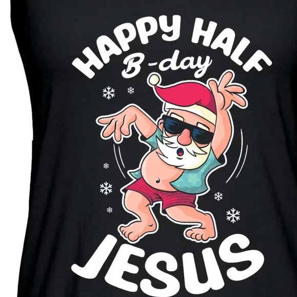 Happy Half Bday Je Funny Santa For Sommer Christmas Ladies Essential Flowy Tank